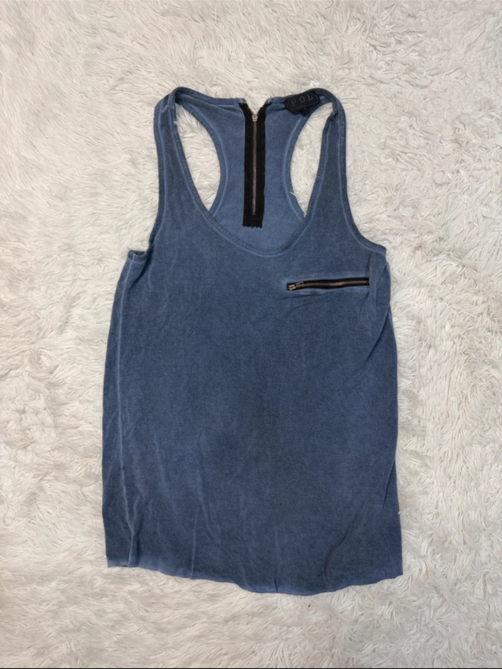 Pol Blue Racerback Zip-Back Tank Top
